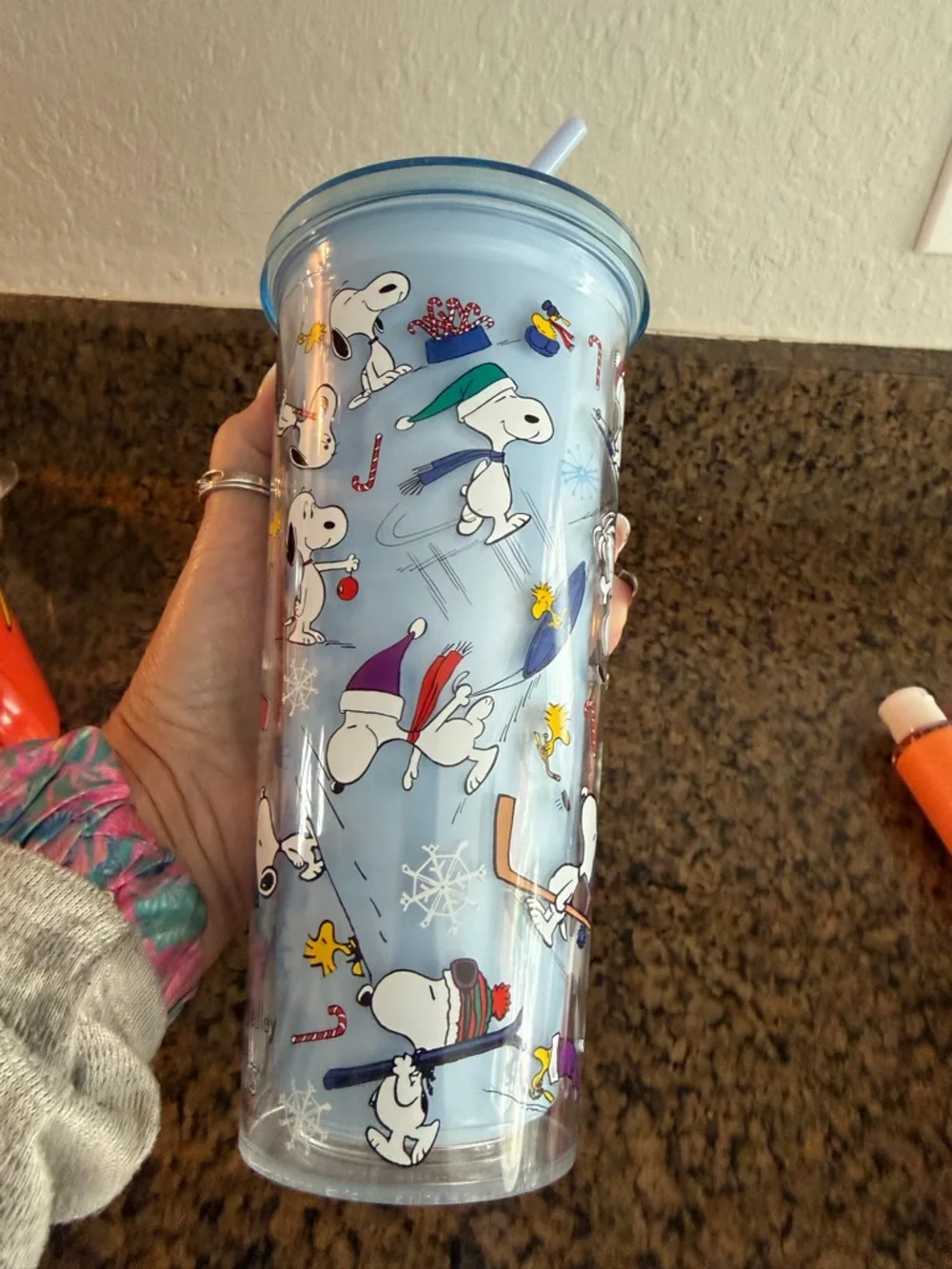 Vera Bradley x Peanuts collab  Ski Slope Jump Snoopy Tumbler W/ Straw NWOT